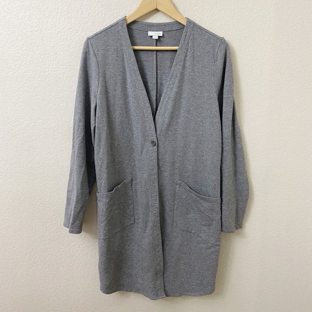 J Jill Pure Jill Cardigan Size Medium Gray Pima Cotton